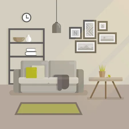Interior de habitación minimalista moderno  Ilustración