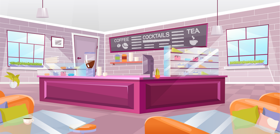 Interior de la cafetería  Ilustración