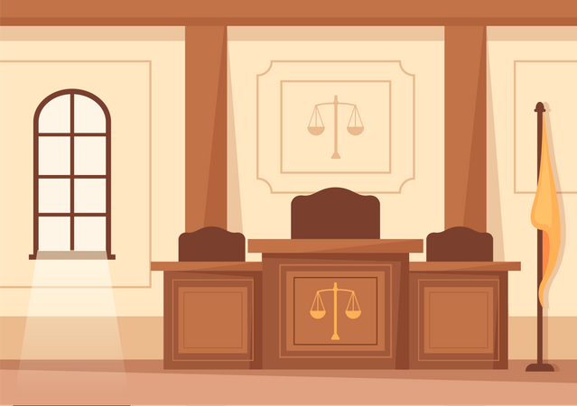 Interior de la sala del tribunal  Ilustración
