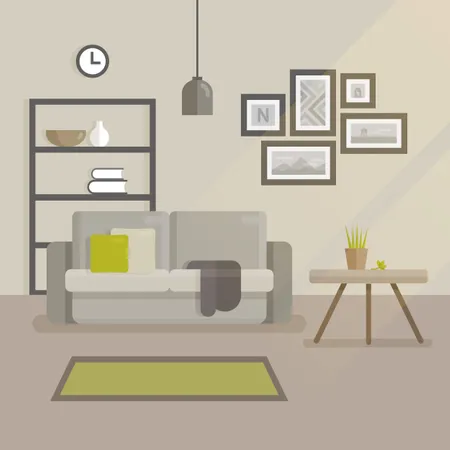 Interior moderno e minimalista do quarto  Ilustração