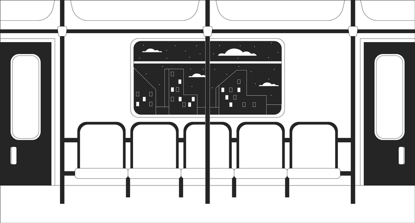 Interior do trem  Ilustração