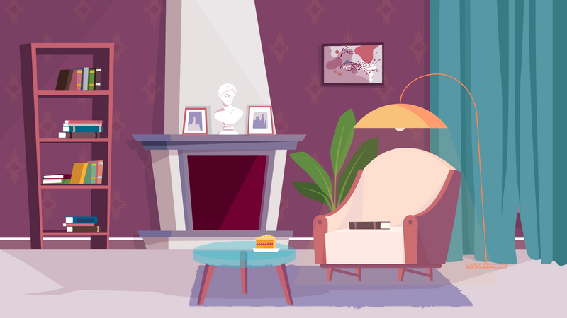 Interior da sala de estar  Ilustração