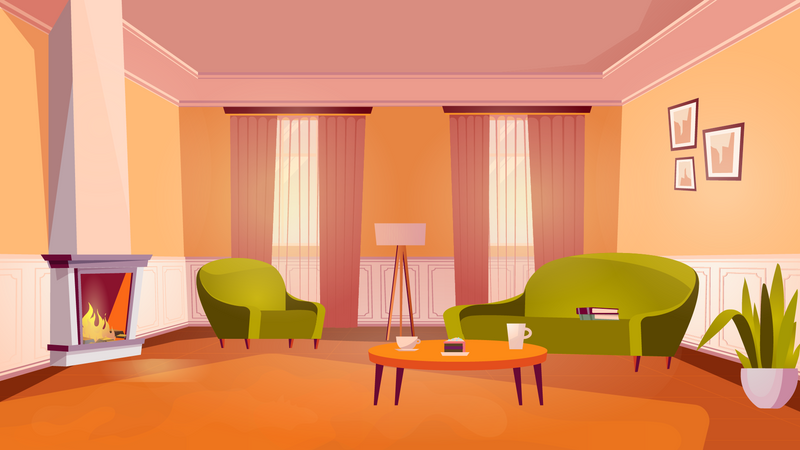 Interior da sala de estar  Ilustração