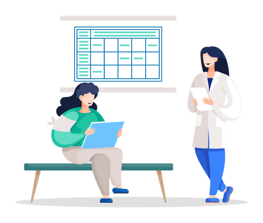 Intern and Doctor Holding Assignment for Student Illustration