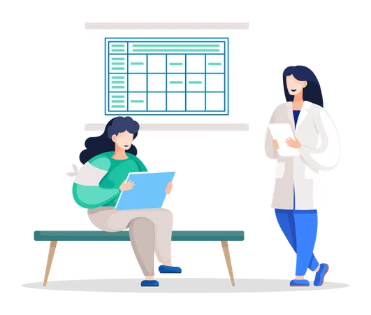 Intern and Doctor Holding Assignment for Student  Illustration