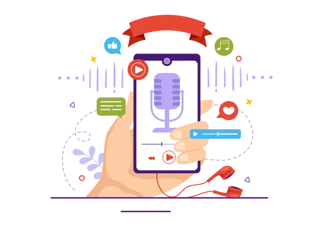 International Podcast Day Vector Illustration On September 30 With Broadcasting Studio Tools To Event Livestream In Cartoon Hand Drawn Templates Illustration