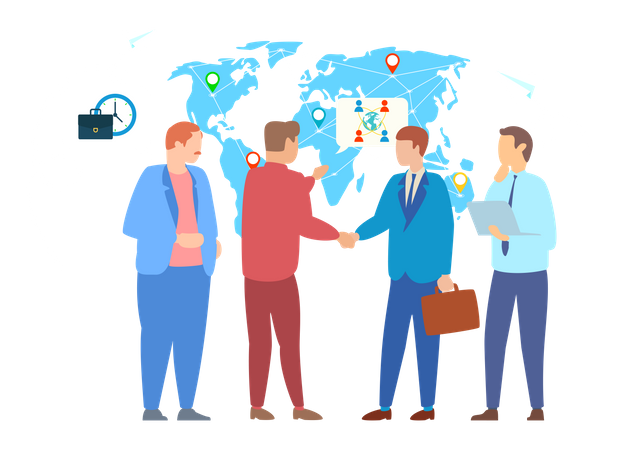 International business deal between partners  Illustration