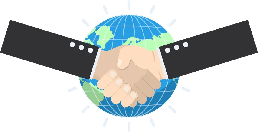 Business Handshake With Earth Globe On Background Partnership International Business Concept VECTOR EPS 10 Illustration