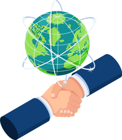 International business partnership Illustration