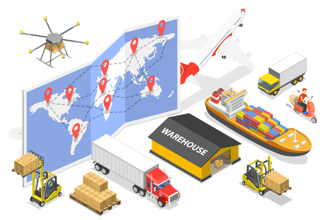 International Cargo Delivery Illustration