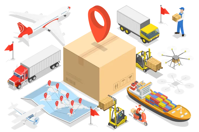 International cargo delivery Illustration