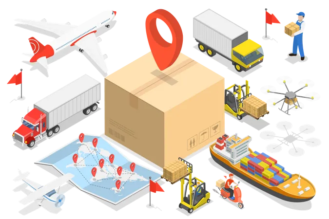 International cargo delivery  Illustration