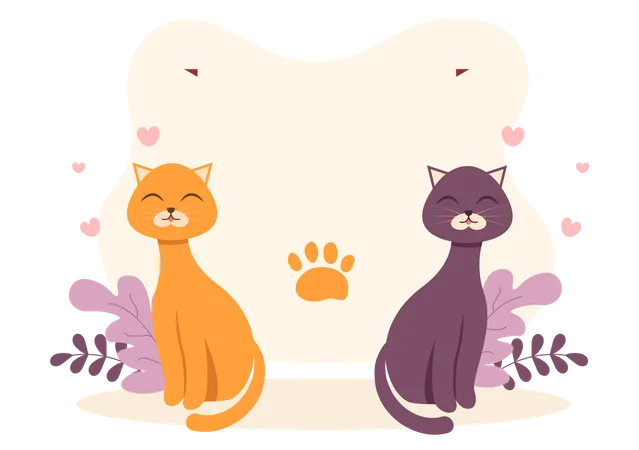 International Cat Day Celebrates The Friendship Between Humans And Cats On The August In Cute Flat Cartoon Background Illustration Illustration