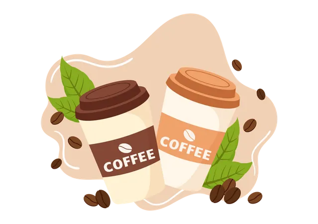 International Coffee Day Vector Illustration On 1st October With Scented Drink And Brown Background In Flat Cartoon Hand Drawn Templates Illustration