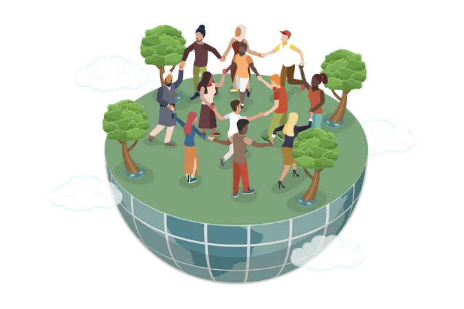 3 D Isometric Flat Vector Conceptual Illustration Of International Community Diverse Group Of People Illustration