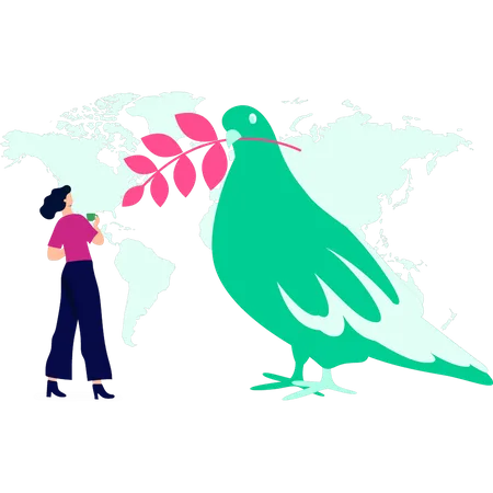 The Girl Is Working For Peace Illustration