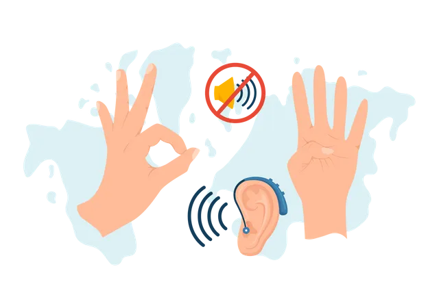 International Day Of Sign Languages Vector Illustration With People Show Hand Gestures And Hearing Disability In Flat Cartoon Hand Drawn Templates イラスト
