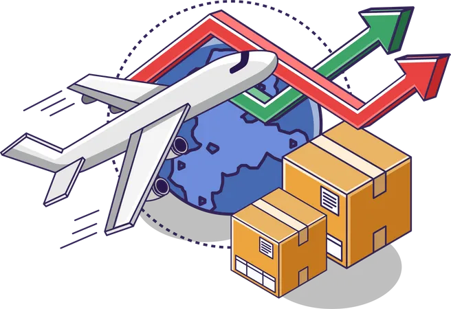 Delivery Of Goods By Plane Illustration