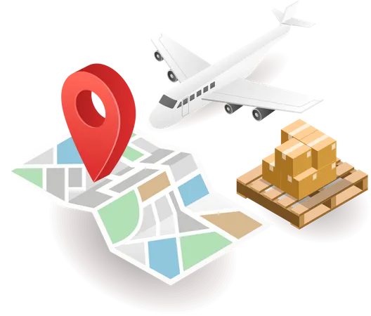 Isometric Illustration Concept Airline Delivery Location Illustration