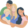 international family with kids illustration