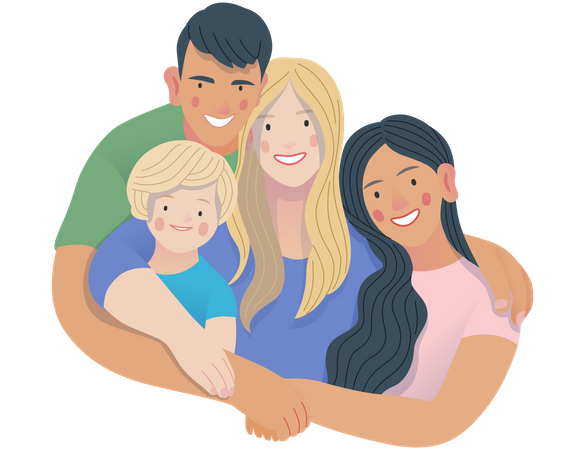 International Family With Kids  Illustration