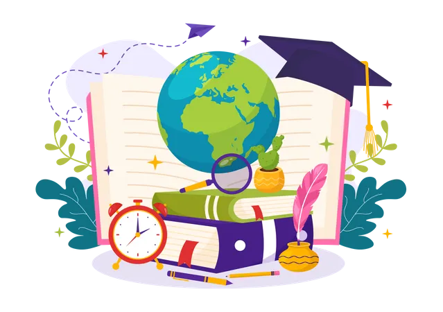 International Literacy Day Vector Illustration On 8th September With Book And Educational Equipment In Education Holiday Cartoon Hand Drawn Templates Illustration