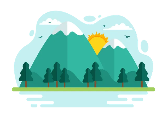 International Mountain Day Vector Illustration On December 11 With Mountains Panorama Green Valley And Trees In Flat Cartoon Background Design Illustration