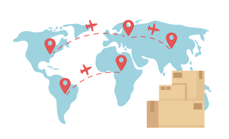 International parcel delivery service Illustration