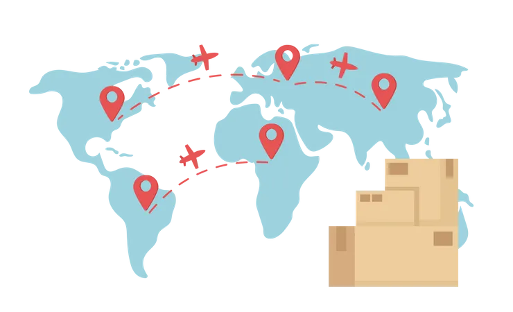 International parcel delivery service Illustration