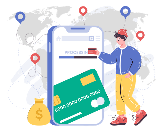 International payment at ease with Neo Banking  Illustration