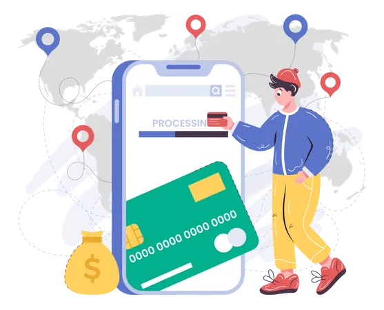 International payment at ease with Neo Banking  Illustration