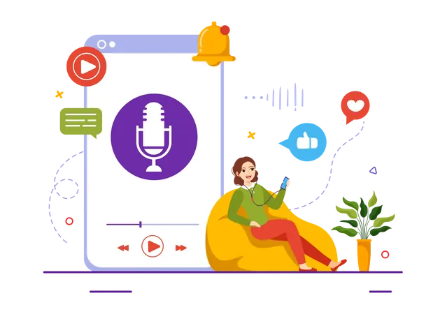 International Podcast Day Vector Illustration On September 30 With Broadcasting Studio Tools To Event Livestream In Cartoon Hand Drawn Templates Illustration