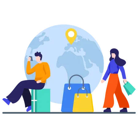 International Shopping and Product Location  Illustration