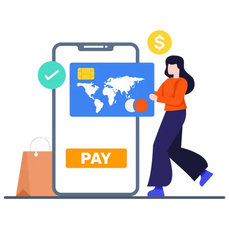 International Shopping Payment  Illustration