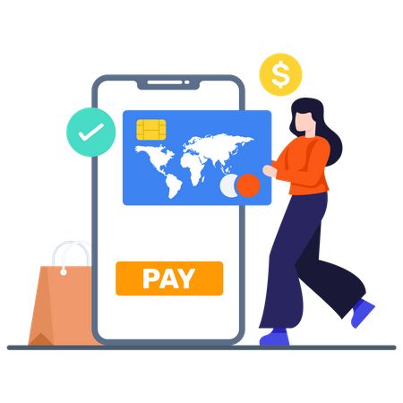 International Shopping Payment  Illustration