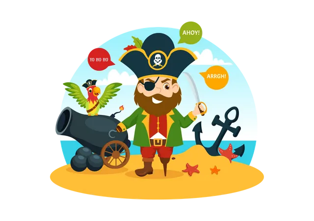 International Talk Like A Pirate Day Vector Illustration With Cute Pirates Cartoon Character In Hand Drawn For Web Banner Or Landing Page Templates Illustration