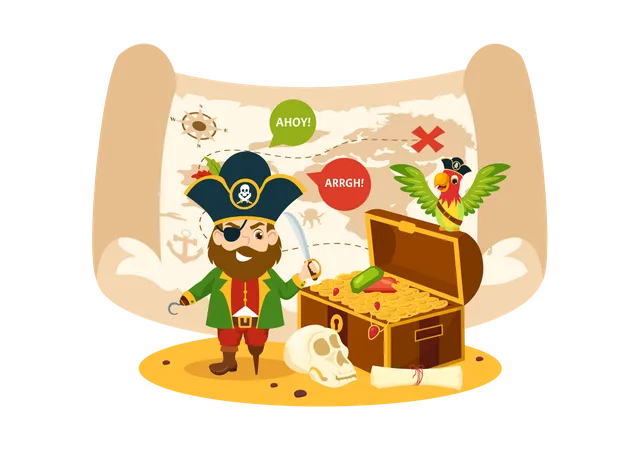 International Talk Like A Pirate Day Vector Illustration With Cute Pirates Cartoon Character In Hand Drawn For Web Banner Or Landing Page Templates Illustration