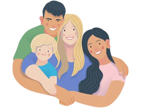 Internationale Familie mit Kindern  Illustration