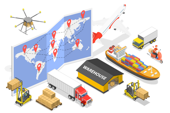 Internationale Frachtlieferung  Illustration