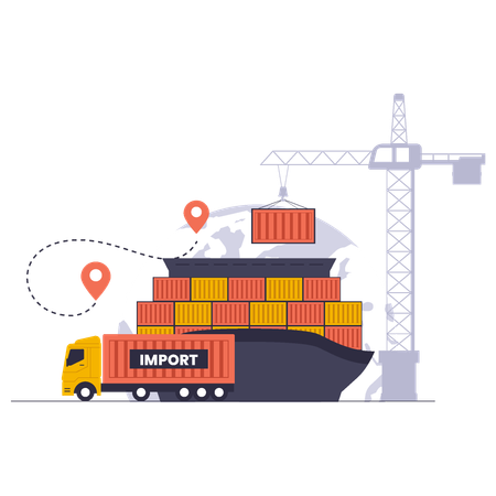 Internationale Spedition und Importlogistik  Illustration