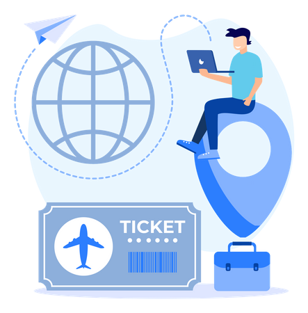 Buchen Sie ein internationales Flugticket online  Illustration