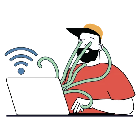 Internet addiction  Illustration