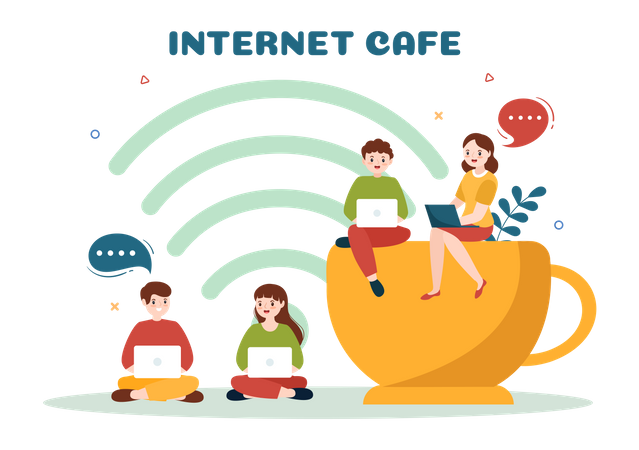 Internet Cafe Illustration