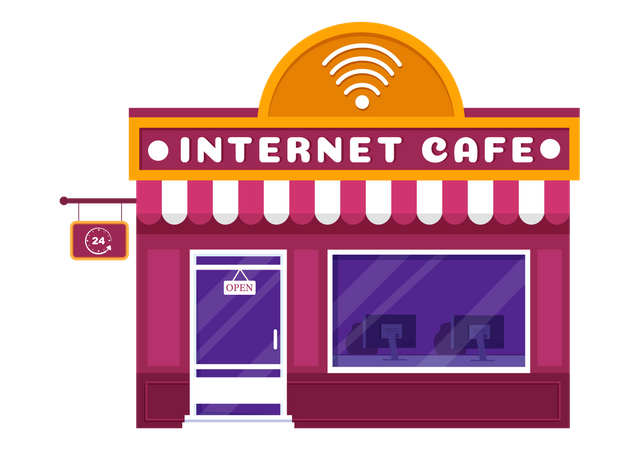Internet Cafe building Illustration