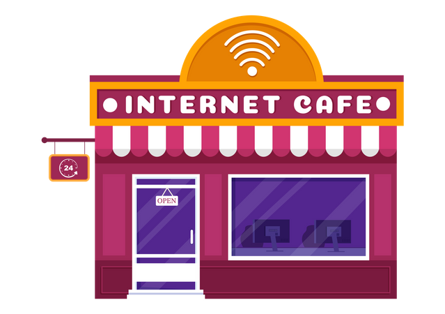 Internet-Café-Gebäude  Illustration