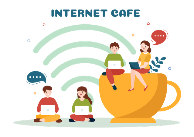 Internet Cafe  Illustration