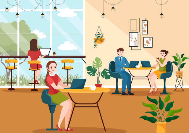 Internet Cafe  Illustration