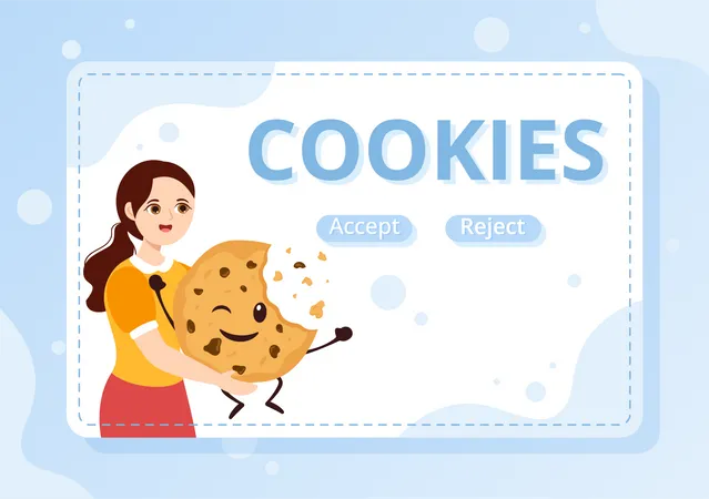 Internet Cookies Technology Illustration With Track Cookie Record Of Browsing A Website In Flat Cartoon Hand Drawn Landing Page Templates Illustration