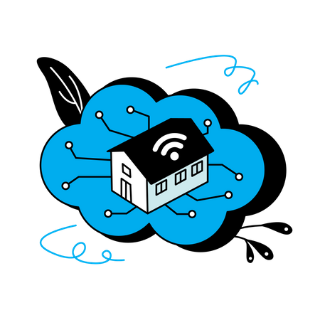 Internet de las cosas en la nube del hogar  Ilustración