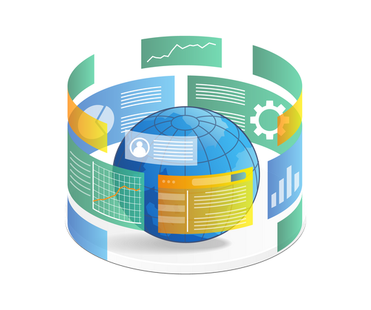 Internet Information Analysis Screen Around The Earth  Illustration